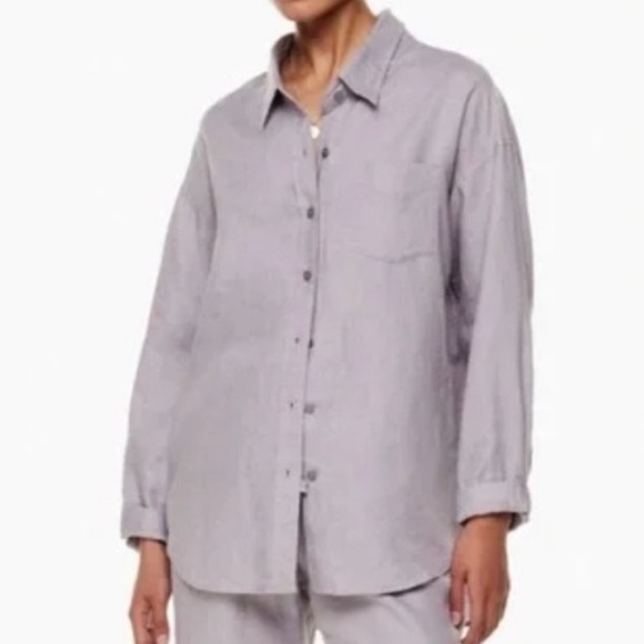 Aritzia Tops - Aritzia Wilfred Free Relaxed Linen Mauve Button Down Shirt Medium